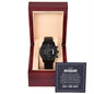 To my husband - Black Chronograph Watch with Mahogany Box
