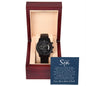 To our son - Black Chronograph Watch with Mahogany Box
