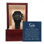 To our son - Black Chronograph Watch with Mahogany Box