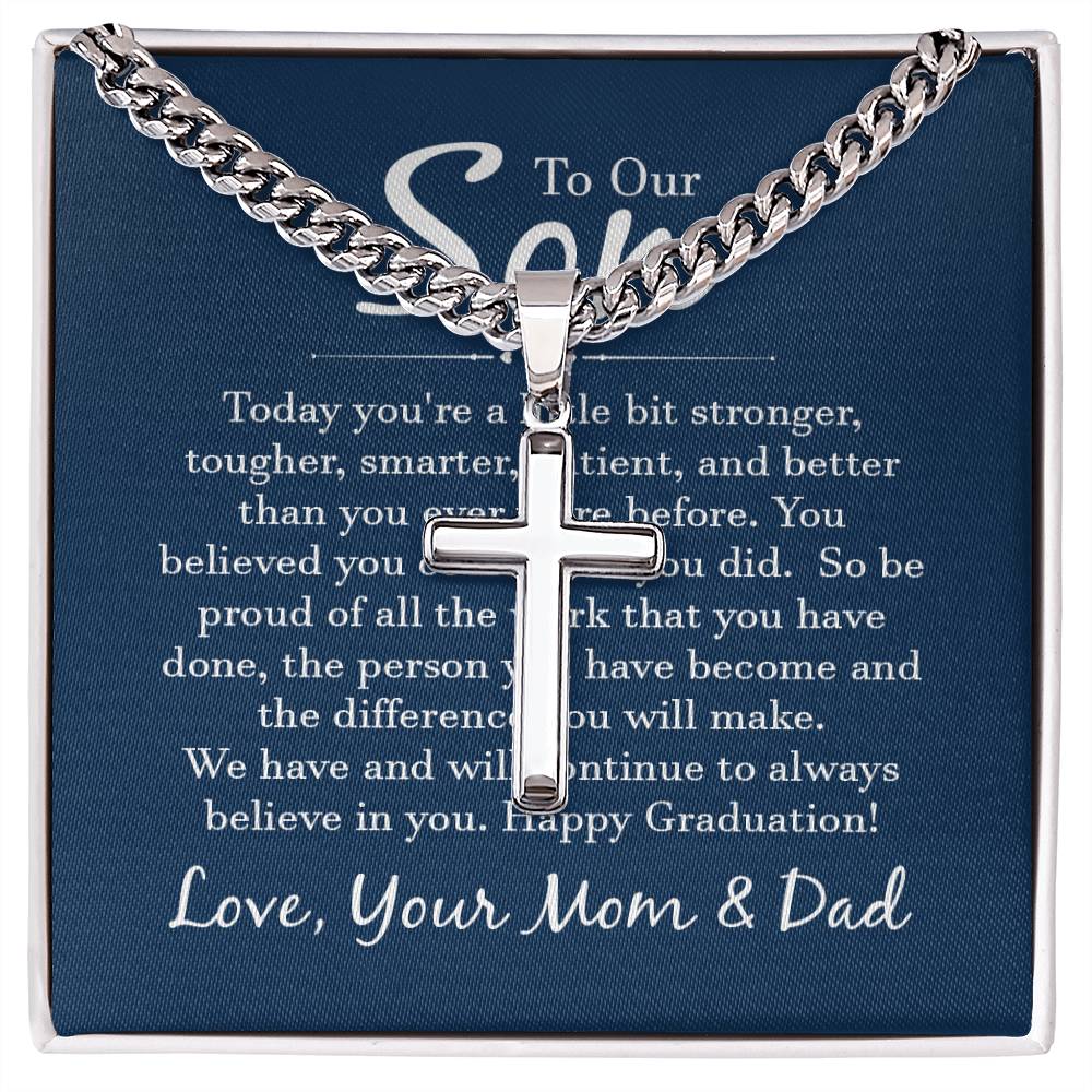 To our son - Artisan Cross on Cuban Link Chain