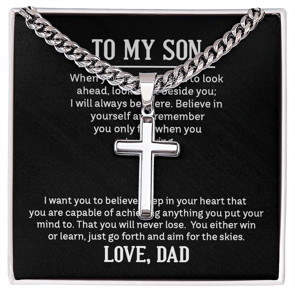 To My son - Artisan Cross on Cuban Link Chain