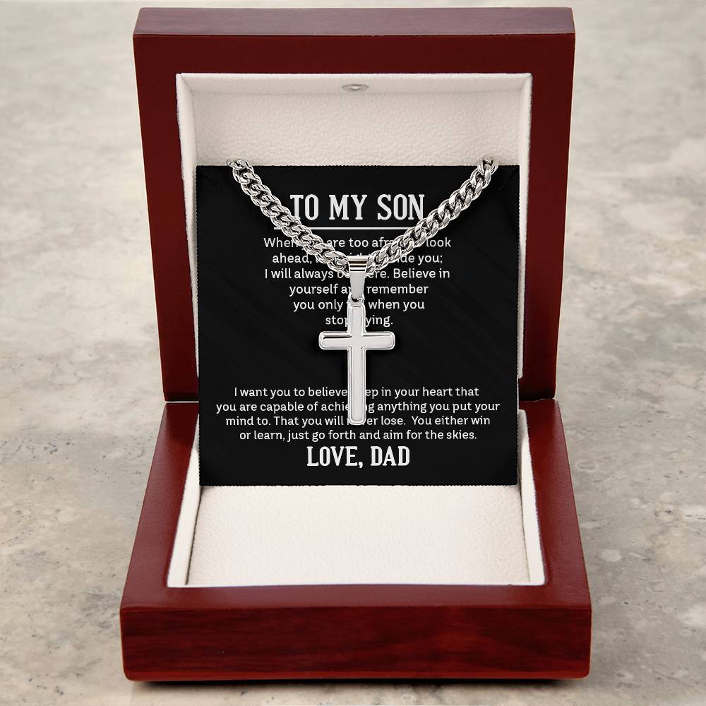 To My son - Artisan Cross on Cuban Link Chain