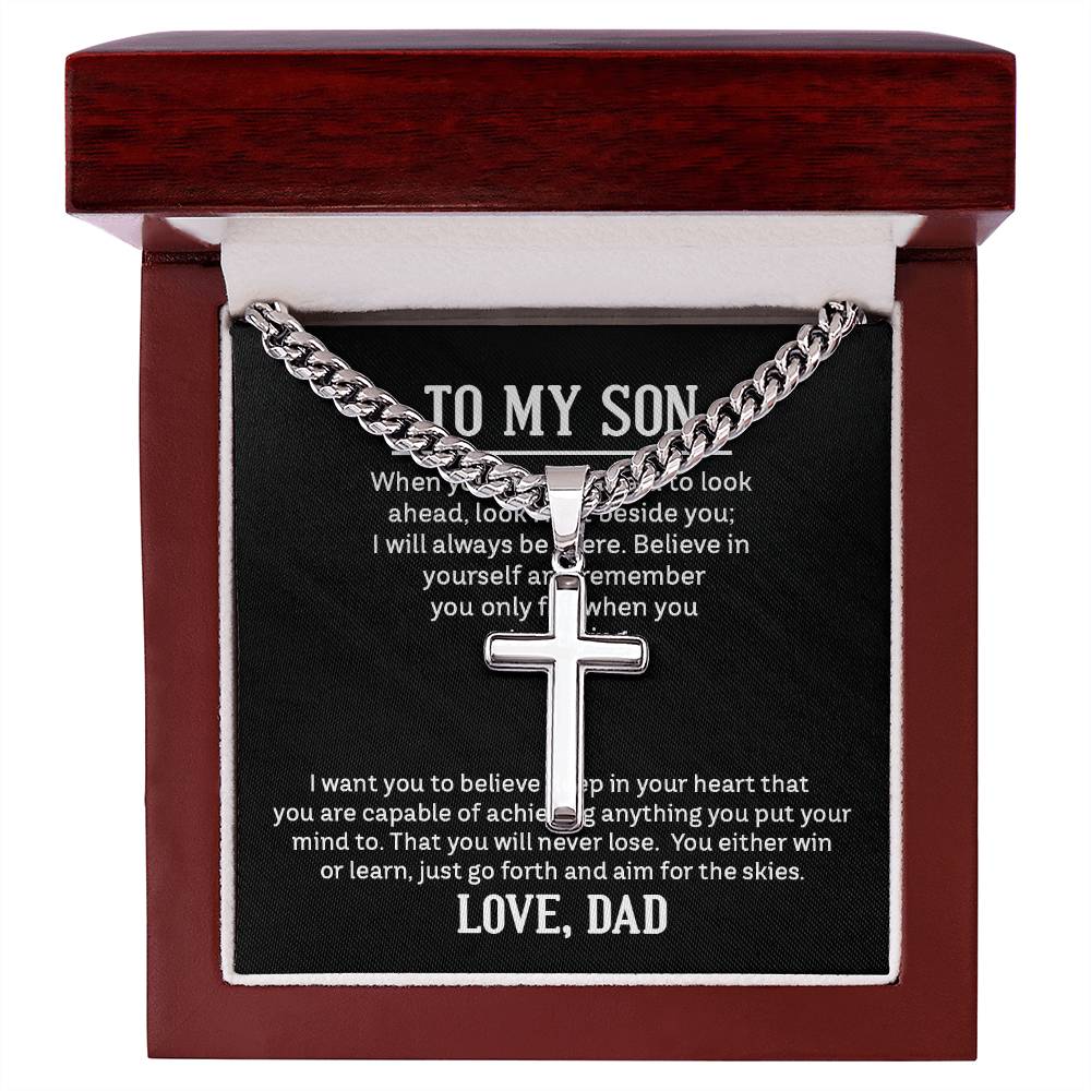 To My son - Artisan Cross on Cuban Link Chain