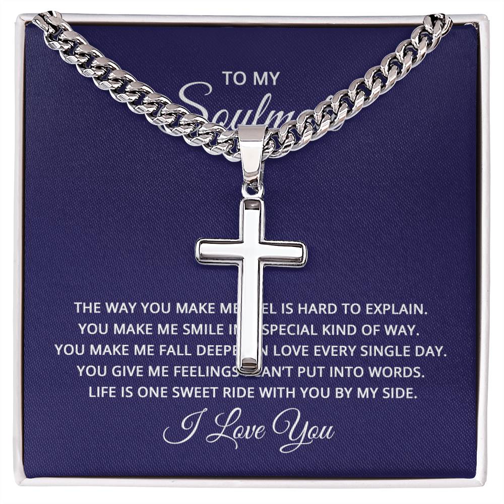 To My Soulmate - Artisan Cross on Cuban Link Chain