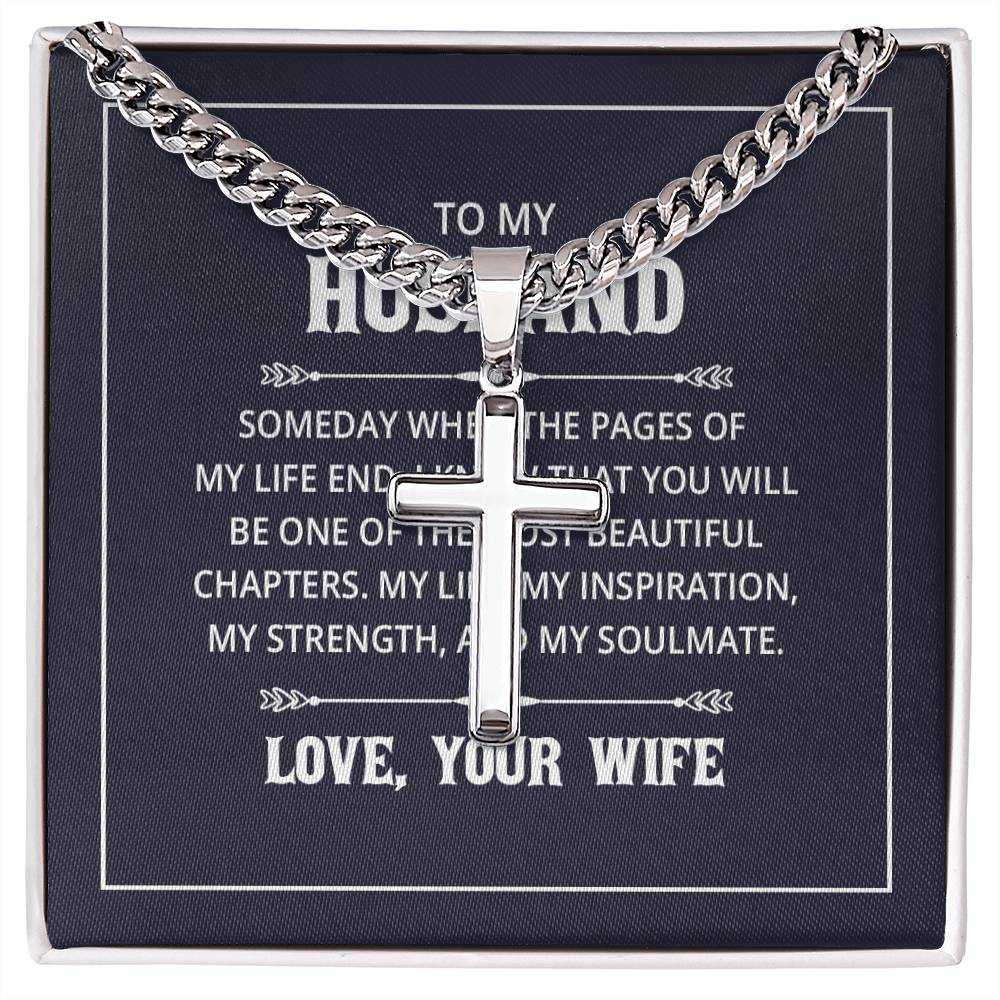 To my husband - Artisan Cross on Cuban Link Chain