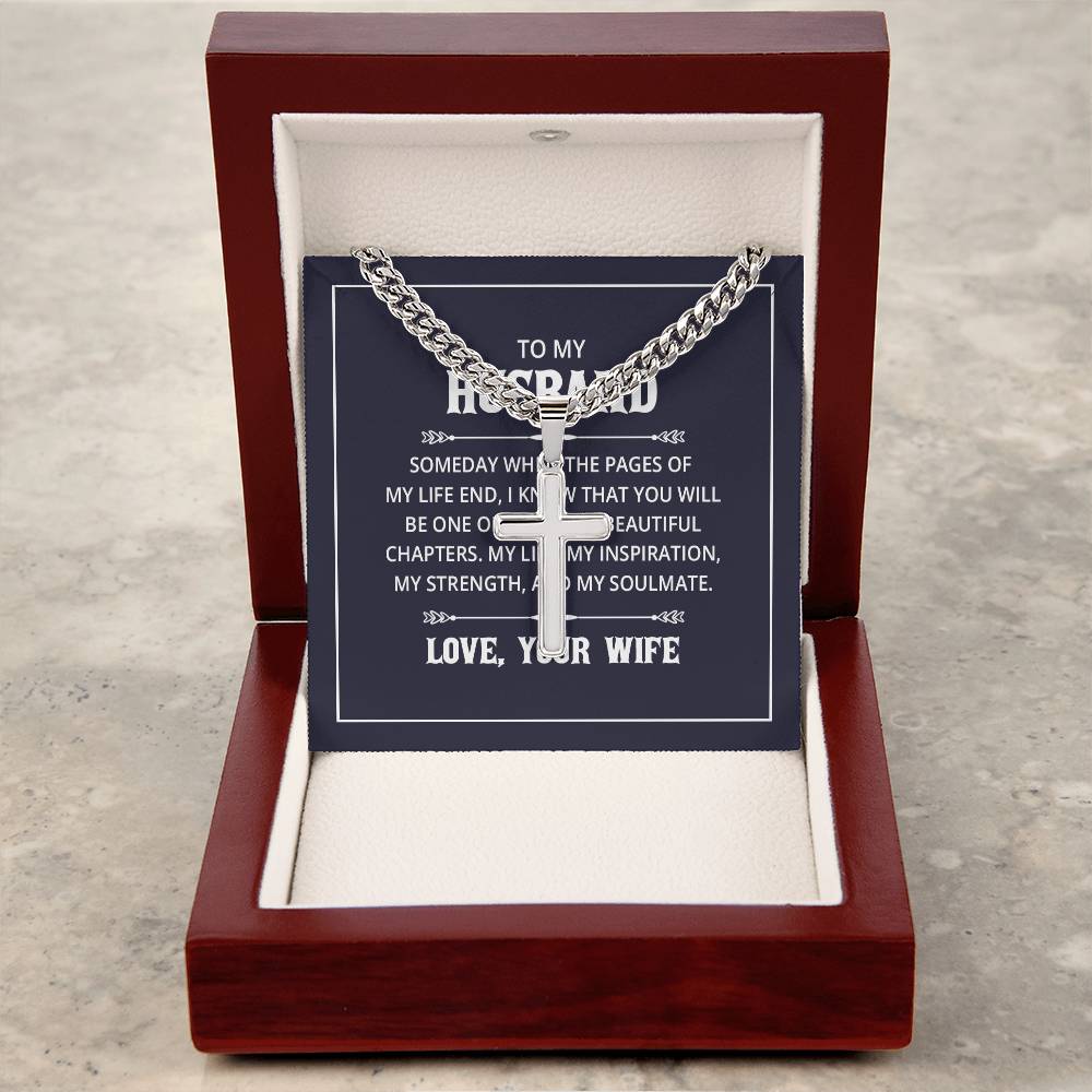 To my husband - Artisan Cross on Cuban Link Chain