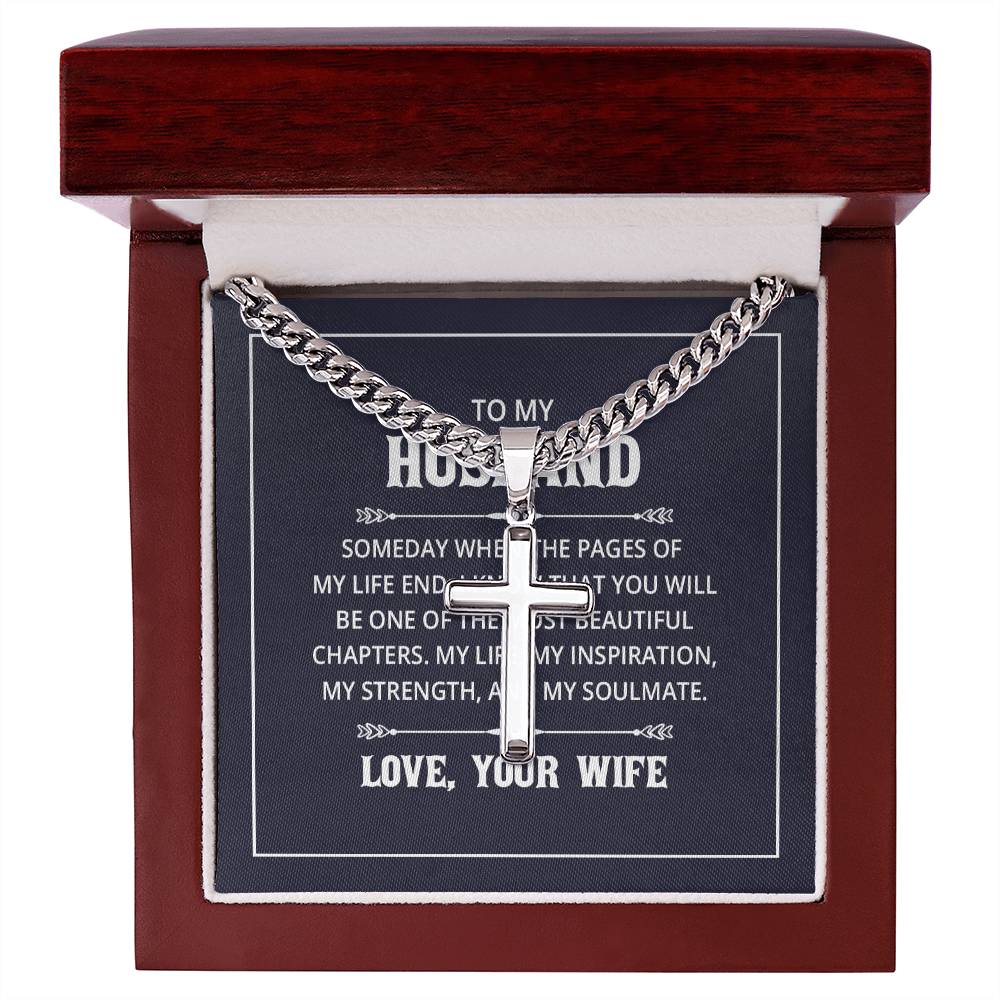 To my husband - Artisan Cross on Cuban Link Chain